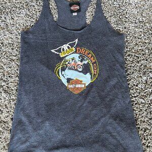 Harley Davidson Aerosmith Dream On Muscle Tank Womens sz Medium Gray